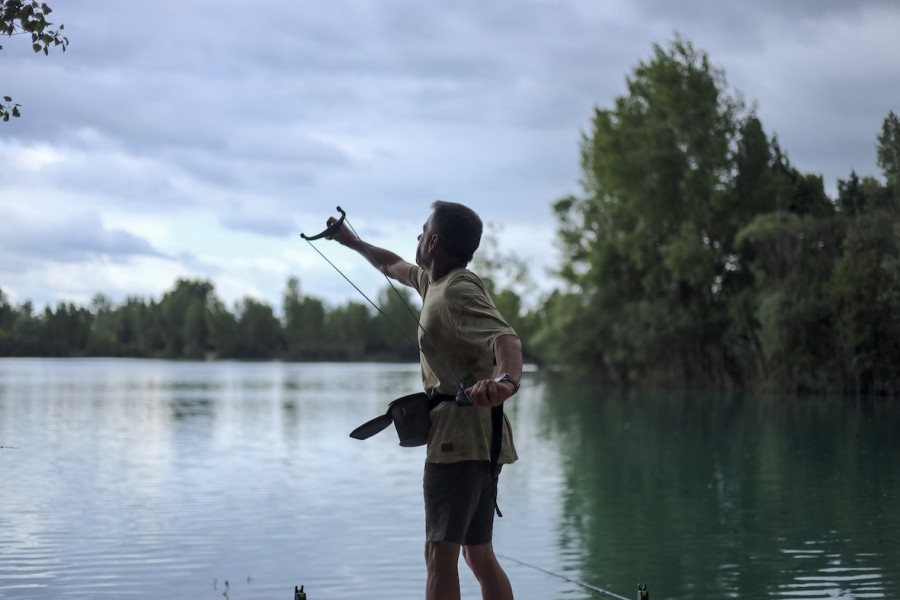 In the corner swims, baiting up with the catapult creates much less disturbance.
