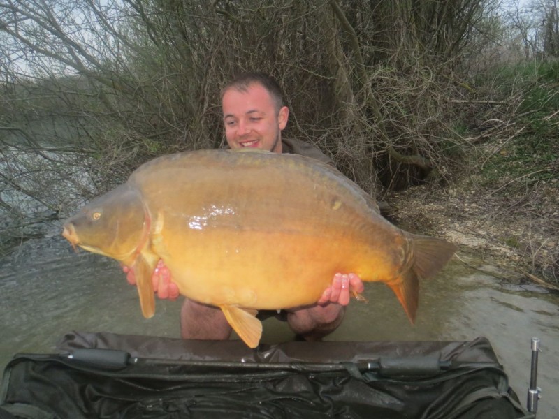 Jaymes with a 41lb mirror caught on a 20ft zig.