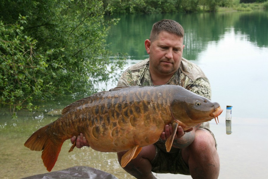 Elliot with a 39.15lb stunning scaly mirror