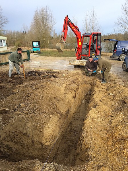 The footings being dug for the new clubhouse pond.