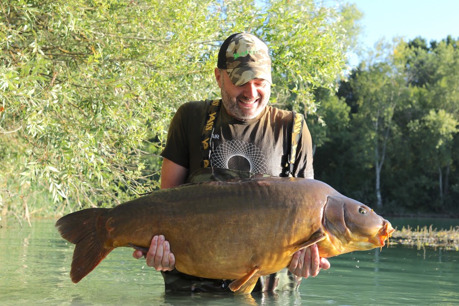 "Spotty leather" , tricky fish to hold due to its length but at 61lb well worth the effort