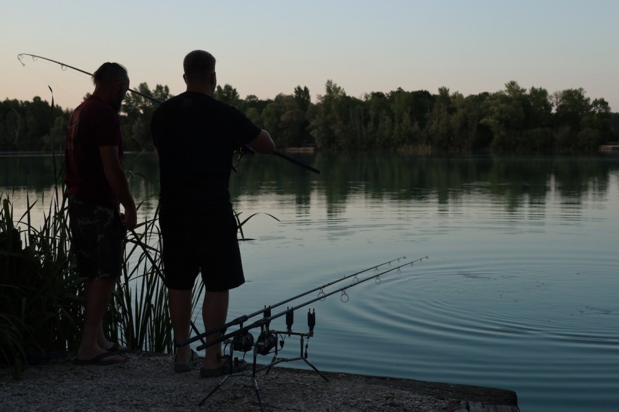 Team work in Stock Pond, Aaron and Chris