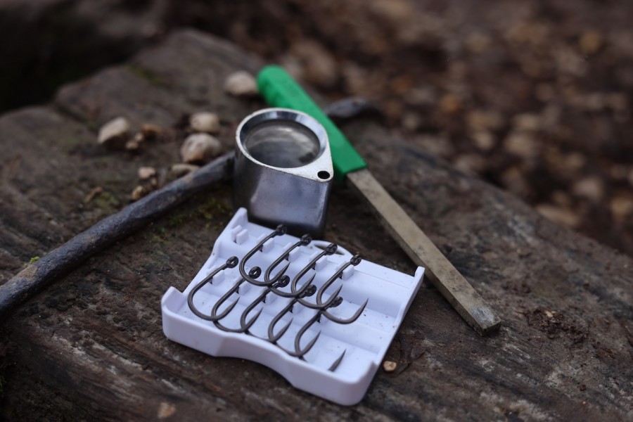 Freshly sharpened hooks